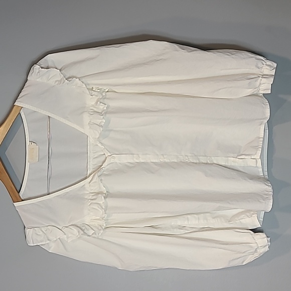 Nation LTD Tops - Nation LTD White Ruffled Peplum Blouse